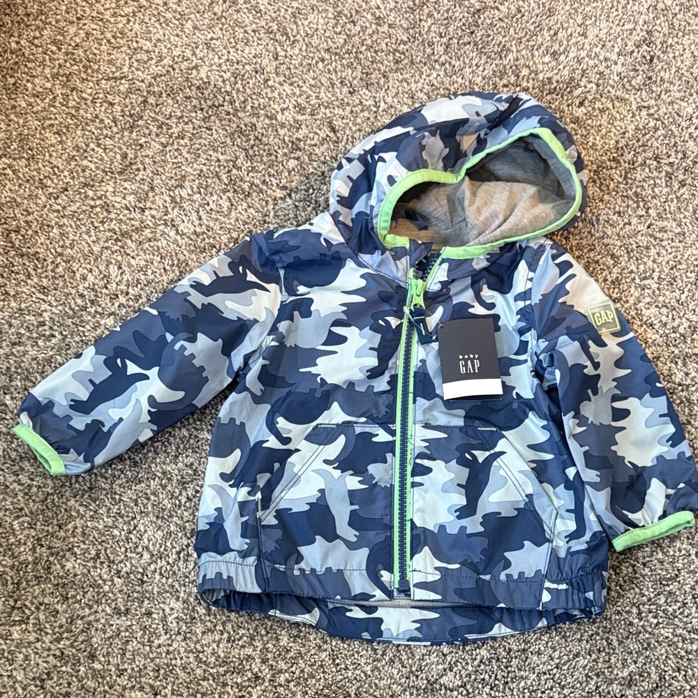 BabyGap Windbreaker Jacket Camo Dinosaur Print Size 6-12M NWT